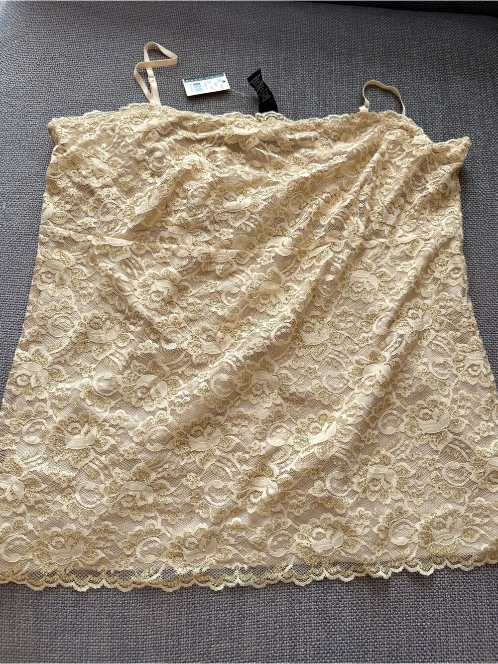 Y2K NY & Co Gold Floral Lace Fairy Feminine Glitter McBling 2000’s Cami Size XL